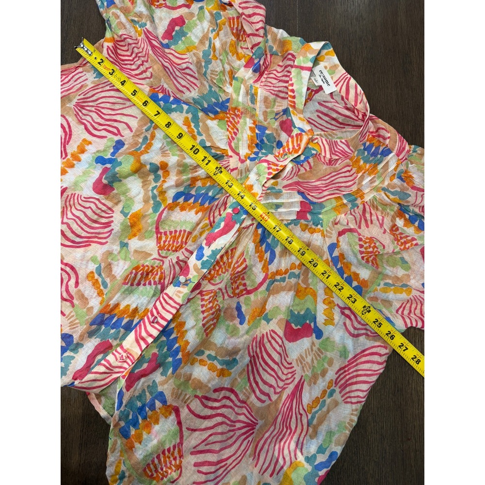 Ee:some Los Angeles Abstract Print Pintuck Blouse Multi-Color Boho Top Large - Picture 6 of 7